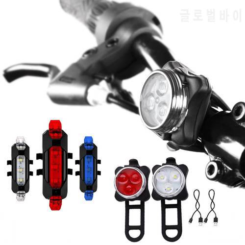 Bike MTB Light Bright Taillight Mountain Road Lamp USB Rechargeable Cycling Safety Warning Front Rear Flashlight Accessories