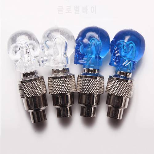 Skull Bicycle Lights Bike Valve Light Motion Activated LED Light Safety Cycling Lamp Wheel Tire Valve Caps Bike Accessories