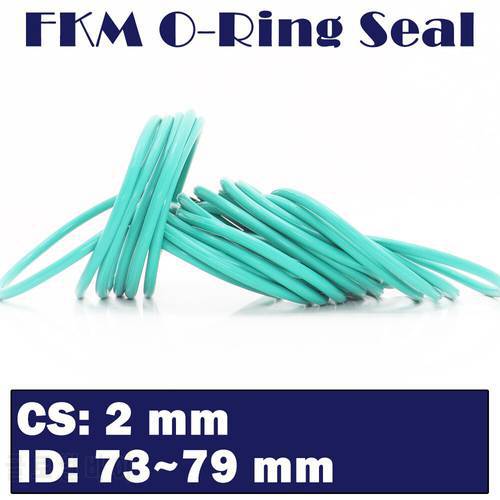 CS 2mm FKM Rubber O RING OD 73/74/75/76/77/78/79*2 mm 30PCS O-Ring Fluorine Gasket Oil seal Green ORing