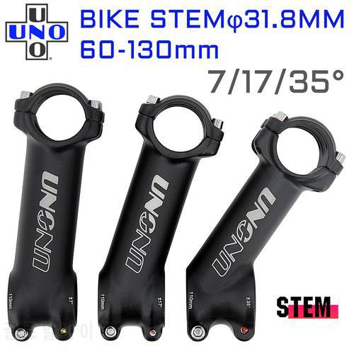 UNO Mtb Power Parts Riser 31.8mm Bicycle Handlebar Stem 7/17/35 Degree MTB Bike Table 60-130mm Aluminum UNO Stem Parts Road