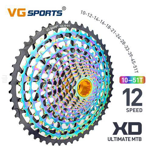 VG Sports 12 Speed 10-51T Ultimate Freewheel Rainbow Ultralight Wear-resistant 12s Velocidade K7 MTB Bike Sprockets Parts Fit XD