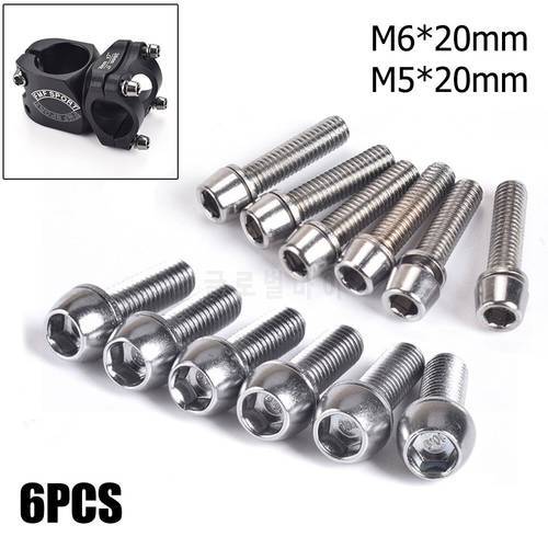 6PCS/Box Stem Bolts MTB Screws M5/M6 Road Bike Cycle Parts High-precision Steel For Bike Seatpost Collar Headset Stem