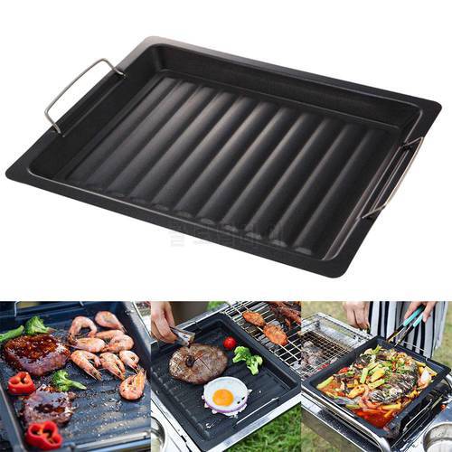 Outdoor Camping BBQ Grill Basket Vegetable Meat Holder Anti-rust Roasting Tin Barbecue Pan Tool