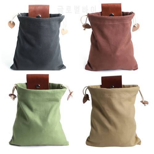 1pc Portable Outdoor Foraging Bag Fruit Picking Pouch Collapsible Berry Puch Storage Leather Bushcraft Canvas Bag Hiking Camping