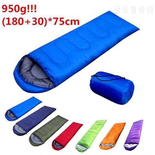 950g (180+30)*75cm autumn winter spring indoor outdoor envelope sleeping bag thermal hooded travel camping hiking rest cover