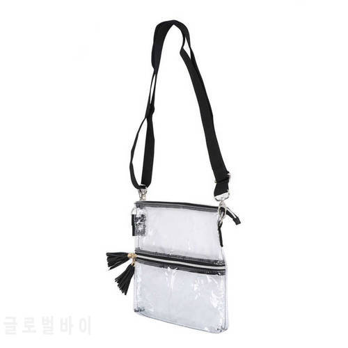 Clear Shoulder Bag Front Zipper Pocket Clear Messenger Bag for Beach