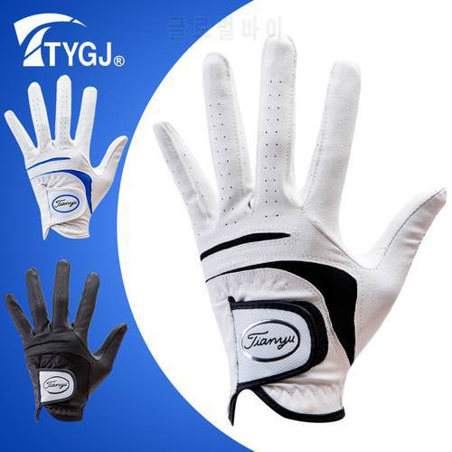 TTYGJ Men Golf Gloves Real Leather Sheepskin Outdoor Sport Training Clubs Gloves Non-slip Wearable Grip Fits Well TYS020