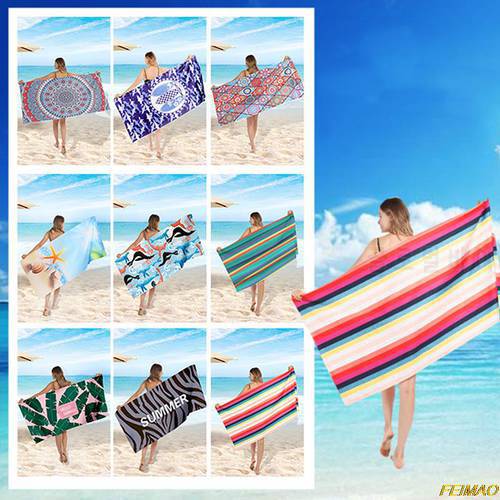 160*80cm Super Absorbent Microfibre Adult Swimming Towel Quick Dry Printed Beach Towel Spa Bath Towels