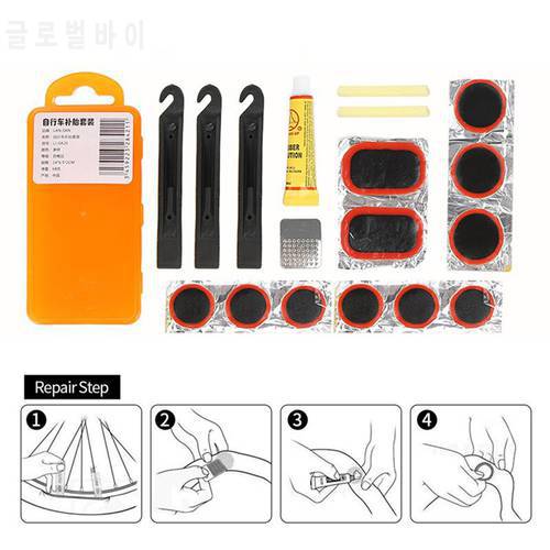 MTB Mountain Bike Tire Repair Tool Bicycle Flat Puncture Patch Glue Lever Set Portable Cycling Tyre Fix Repair Kit Mender BC0552
