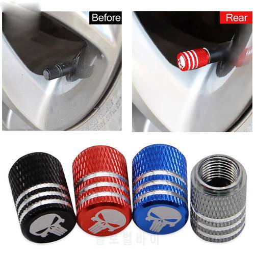 4Pcs/Set for Car Truck Motorcycle Bicycle Valve Stem Cover Tire Accessories New Universal Skull Alu-alloy Tire Valve Caps