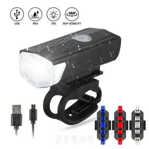 Bicycle Headlight Front LED USB Flashlight for Great Chargeable MTB Road Rear Light Headlamp Warning Taillight Bike Accessories