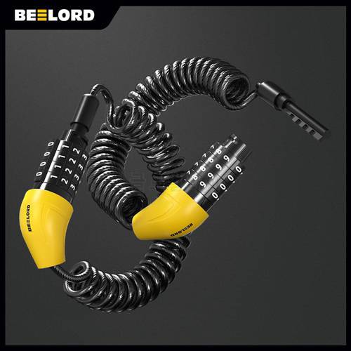 BEELORD Bike Helmet Lock 4 Digit Combination Password Security Anti-theft Cable Anti-Theft Zinc Scooter Bicycle Lock Accessories
