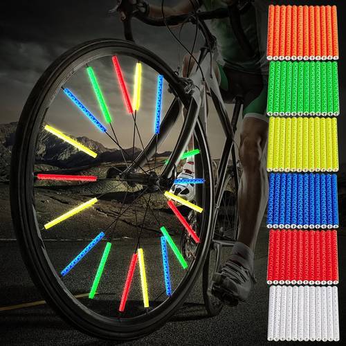 12Pcs Bicycle Lights Wheel Rim Spoke Clip Tube Safety Warning Light Cycling Bike Strip Reflective Reflector Bicycle Accessories