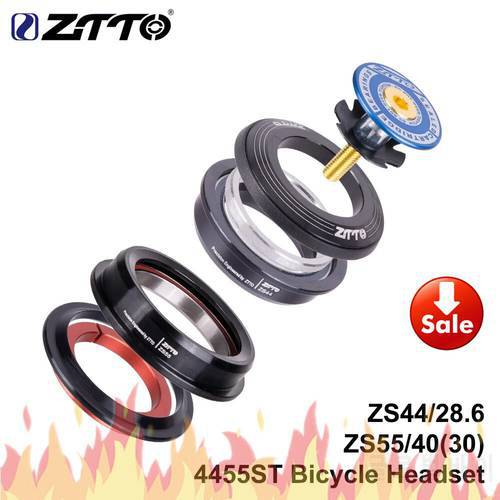 ZTTO 4455ST MTB Headset ZS44 ZS55 Tapered Straight Universal 1.5 inch 28.6mm Fork Zero Stack Integrated With Cups road bike