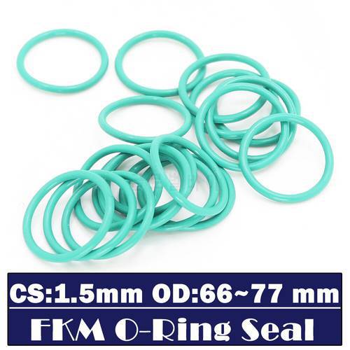 CS1.5mm FKM Rubber O RING OD 66/67/68/69/70/73/75/77*1.5 mm 30PCS O-Ring Fluorine Gasket Oil seal Green ORing