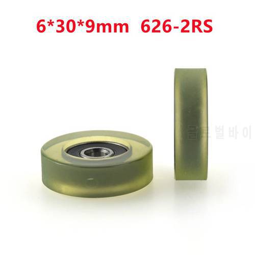 10pcs/50pcs 6*30*9mm Polyurethane PU 626 626RS Drawer Showcase Low Noise Roller Bearing Friction Pulley 6x30x9mm