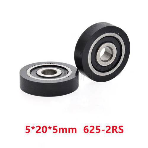 10pcs/50pcs 5*20*5mm Polyurethane PU 625RS 625-2RS Drawer Showcase Low Noise Roller Bearing Friction Pulley 5x20x5mm