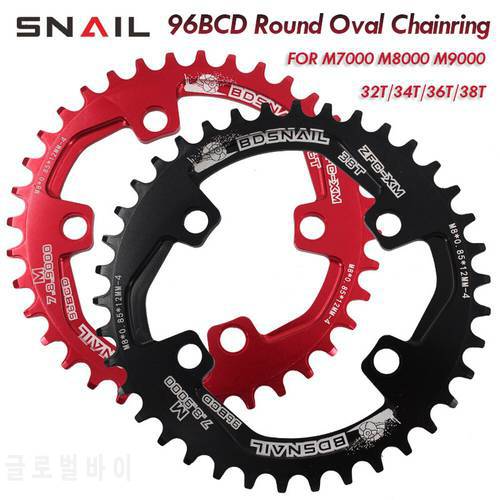 SNAIL Asymmetrical 96 BCD MTB Bike Crankset Chainring 32/34/36/38T Oval Bicycle Tooth Plate Chainwheel for M8000/9000 Bike Parts