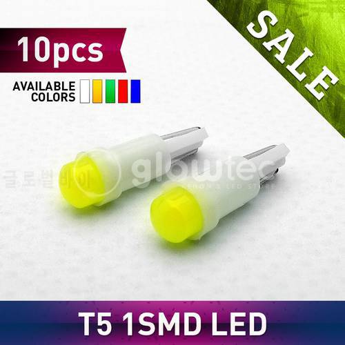 WHOLESALE 10pcs Led T5 1SMD COB T5 Car Light Instrument Panel Bulb Dashboard Red Yellow Green Blue White Car Styling GLOWTEC