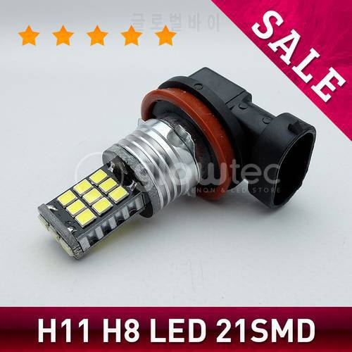 2pcs H11 H8 LED 21SMD Canbus White 2835 High Power Bulbs For Fog Lights Driving GLOWTEC