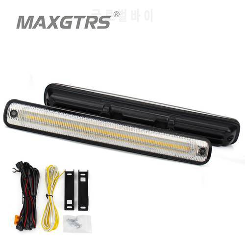 MAXGTRS 1set Waterproof Car High Power 36smd 2835 LED Daytime Running Lights With Amber Turn Signal DC12v Xenon White DRL