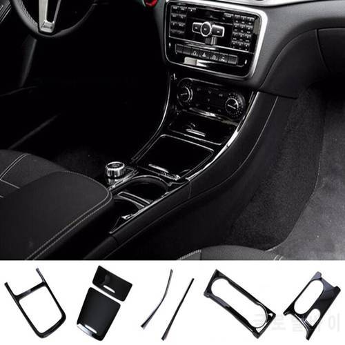 Black Console Decorative Trim Stainless Steel Air Condition Storage Box CD Panel Cover Strips For Mercedes Benz GLA CLA A Class