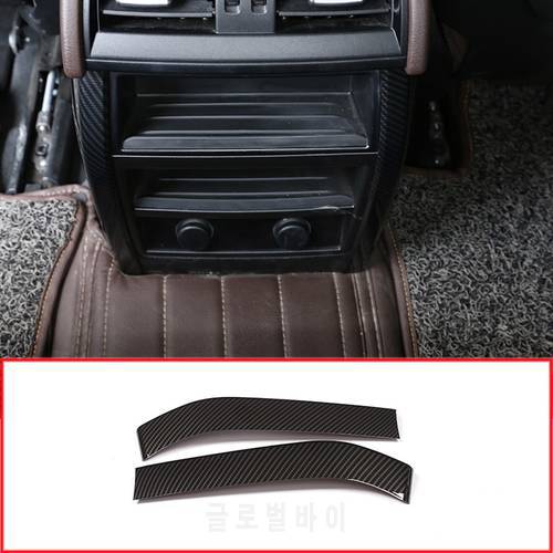 Carbon fiber Style Car Rear Air Conditioning Outlet Vent Cover Trim Strips For BMW X5 F15 X6 F16 2014-2018 Car Accessories
