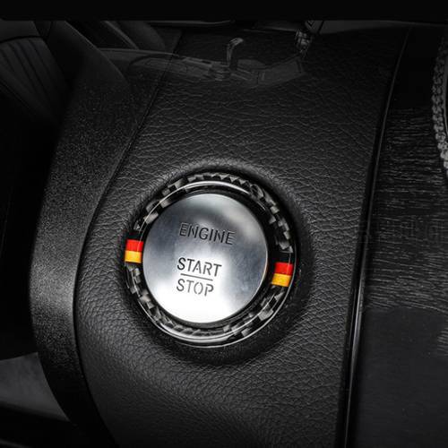 Real Carbon Fiber Engine Start Stop Push Button Ignition Key Ring Trim For Mercedes Benz C E Class W205 W213 C180 C200 C300 GLC