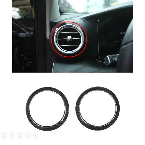 2pcs Carbon For Mercedes Benz E Class W213 2016 2017 Car-Styling ABS Chrome Side Air Conditioning Vent Ring Cover Trim Parts