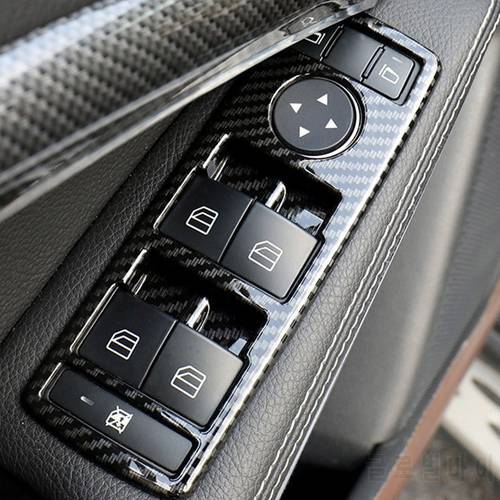 5pcs Carbon ABS Window Lift Switch Button Frame Trim For Mercedes-Benz A B C E GLE GLA CLA GLK Class W176 W204 W212 W166 W218