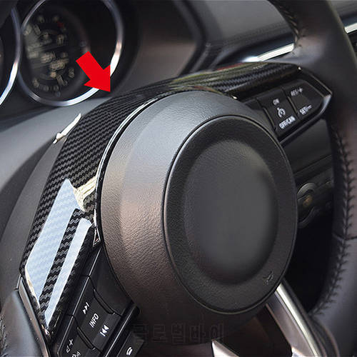 Car-styling ABS Chrome Carbon Fiber Style Steering Wheel Panel Frame Trim For Mazda 2 Demio DL Sedan DJ Hatchback 2018 2019