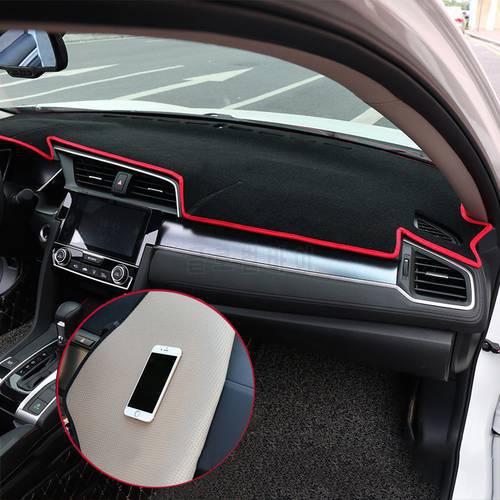 For Honda Civic X 10th 2016-2018 2019 2020 Car Dashboard Cover Mat Avoid Light Pad Instrument Panel Carpets Anti-UV Accessories