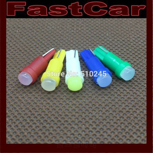 100X 12V Car Interior LED T5 1 led Cob Dashboard Wedge auto Light Bulb Lamp Yellow/Blue/green/red/white free shipping