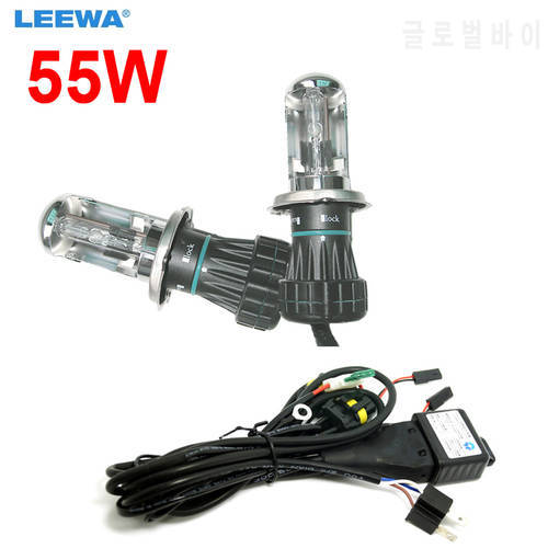 LEEWA 55W Car Xenon Headlight H4 9003 Hi/Lo Bi-Xenon HID Repalcement Bulbs & Wire Harness AC 12V CA2423