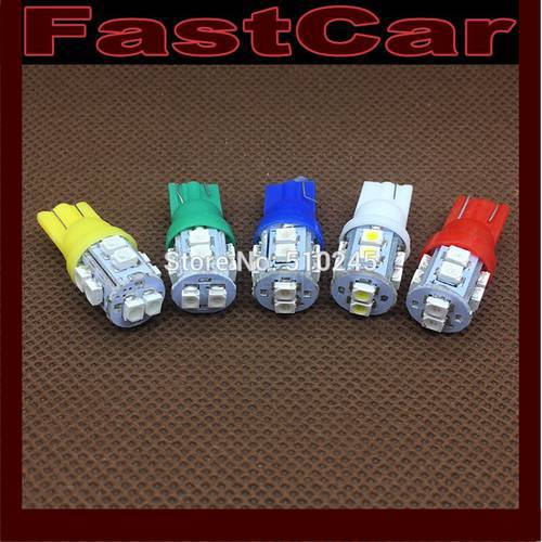 500X w5w 194 T10 10 led SMD 3528 t10 10smd Wedge Car Auto LED Light Bulb Lamp White blue yellow green red free shipping