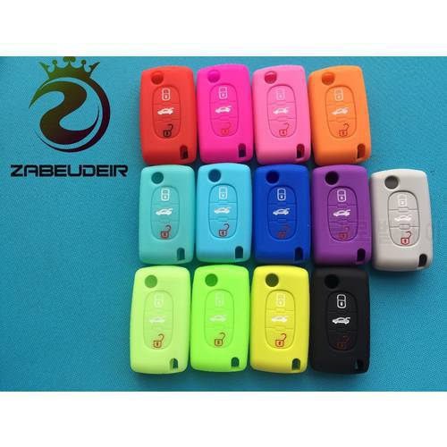 3 Buttons Remote Silicone Key Case Cover For Peugeot 207 407 407SW For Citroen C4 C5 C6 C8 Car Flip Auto Fob Shell Blank Folding