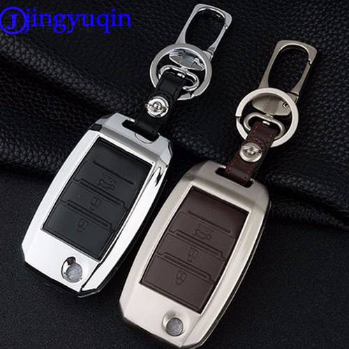 key Chain Remote 3 Buttons Zinc Alloy+Leather Car-Styling Key Cover Case For Kia Sportage R K3 K4 K5 2015 Ceed Sorento One Set