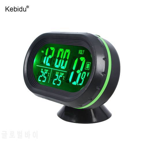sikeo LED Lighted Digital Car Clock Thermometer Auto Dual Temperature Gauge Voltmeter Voltage Tester DC 12-24V