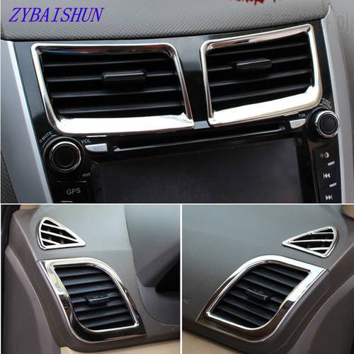 6 Pcs/set new design ABS chrome interior Air outlet decoration ring for Hyundai Solaris Verna accent sedan hatchback 2011-2015
