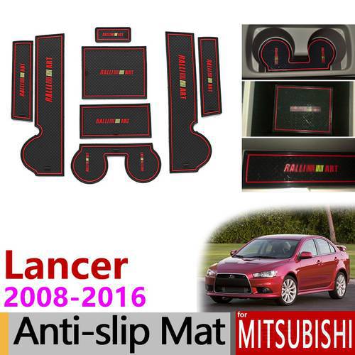 Anti-Slip Gate Slot Mat Rubber Cup Coaster for Mitsubishi Lancer 2008 - 2016 Ralliart EVO X Galant Fortis EX Accessories Sticker