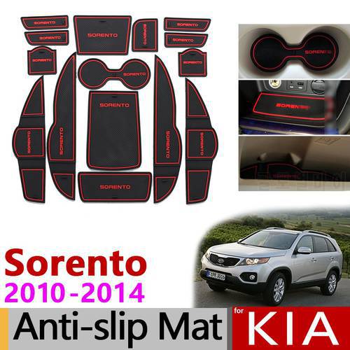 Anti-Slip Gate Slot Mat Rubber Coaster for KIA Sorento XM 2010 2011 2012 2013 2014 Kia Sorento R 2010-2014 Accessories Stickers