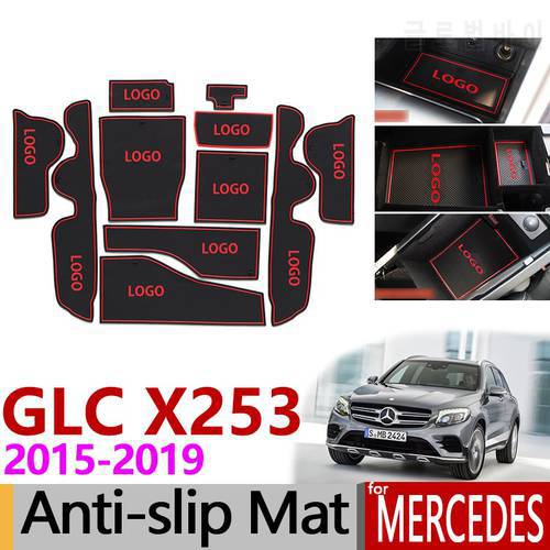 Anti-Slip Gate Slot Mat Rubber for Mercedes Benz GLC X253 Accessories GLC 200 250 300 220d 250d 43 63 Coupe AMG 2016 2017 2018