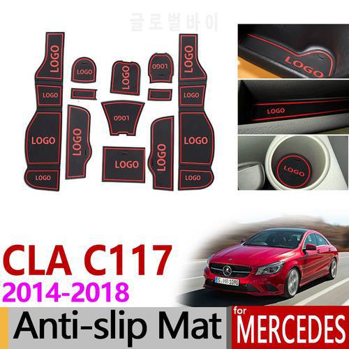 Anti-Slip Gate Slot Mat Rubber Coaster for Mercedes Benz CLA C117 W117 Accessories 2014 2015 2017 2018 180 200 220 250 AMG 45