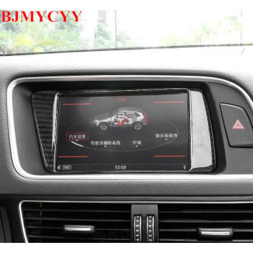 BJMYCYY Car navigation carbon fiber decoration box and warning light button carbon fiber decorative frame for Audi Q5 2009-2018