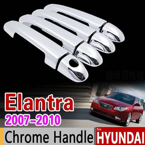 for Hyundai Elantra 2007 - 2010 HD Chrome Handle Cover Trim Set 2008 2009 Elantra Blue Avante Accessories Sticker Car Styling
