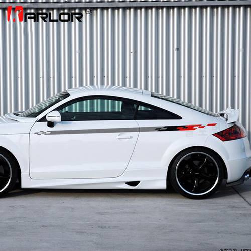 Both Sides Waist Line Car Sticker Auto Side Skirt Decal Decoration For A3 A4 Q5 Corolla Golf Elantra Civic Ford Focus 2 3 Cruze