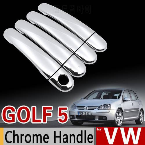for VW Golf 5 MK5 Chrome Handle Cover Trim Set for Volkswagen Golf V Rabbit 1K 2004-2009 GTI Car Accessories Sticker Car Styling
