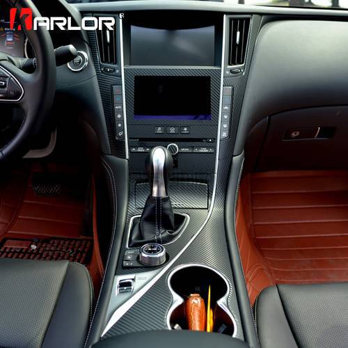 Interior Central Control Panel Carbon Fiber Protection Film Stickers And Decals Car styling For Infiniti Q50 Q50L Accessories