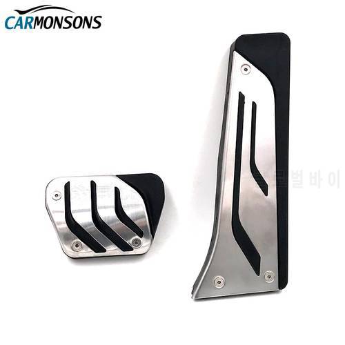 Carmonsons Stainless Steel Gas Fuel Brake Pedals Plate AT Footrest Foot Rest Pedal Cover Pad for BMW X5 X6 E70 E71 E72 F15