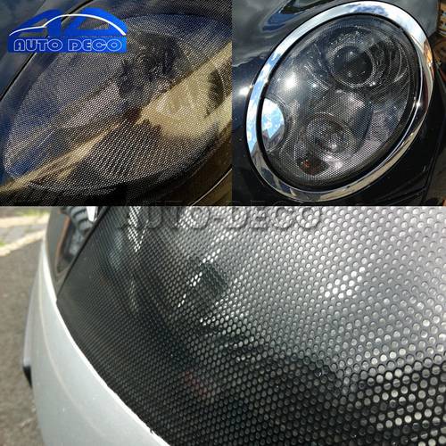50*107cm/200cm Mesh Film One Way Vision Perforated Black Fly Eye Window Car Rear Light Headlight Legal Tint